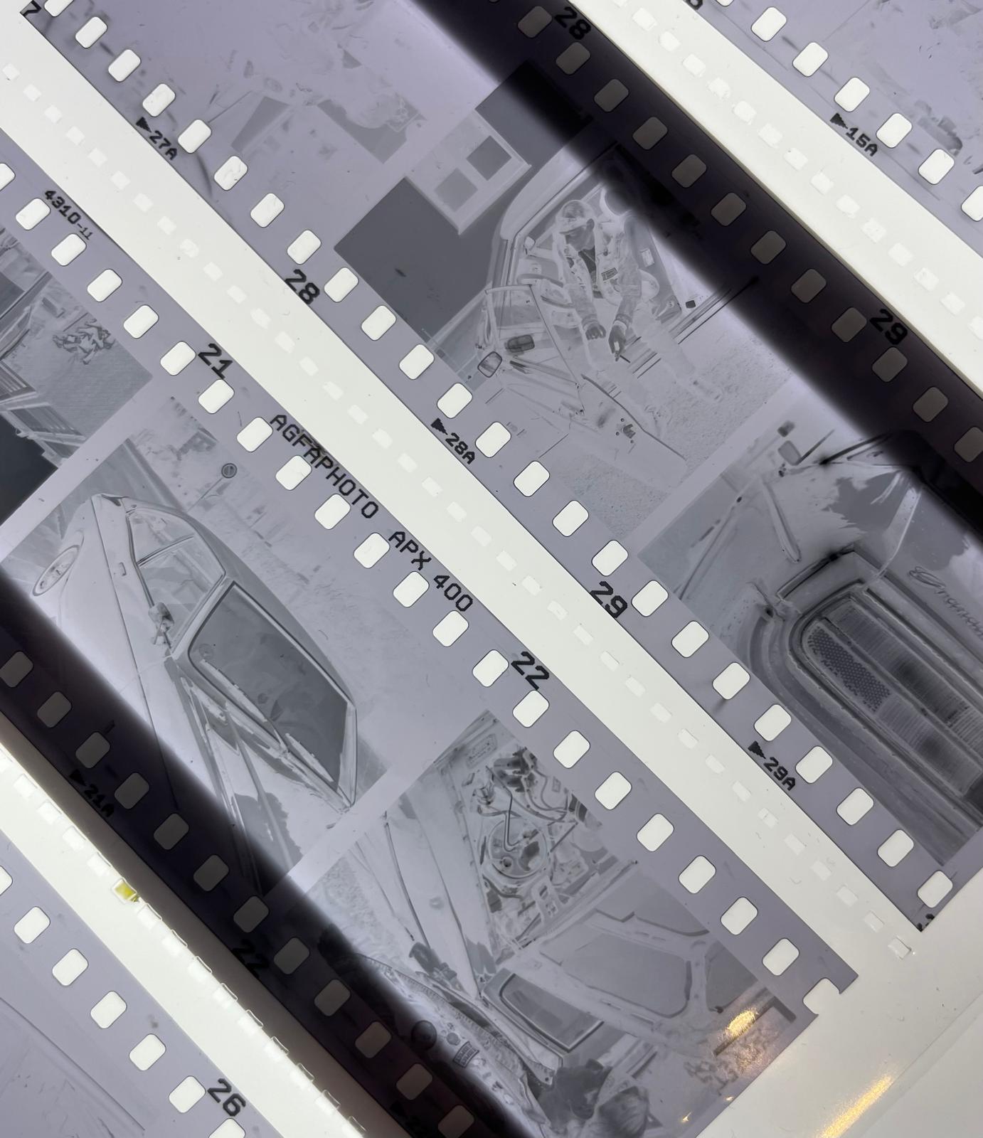 Mehrere 35mm-Negativstreifen auf einem Lichttisch